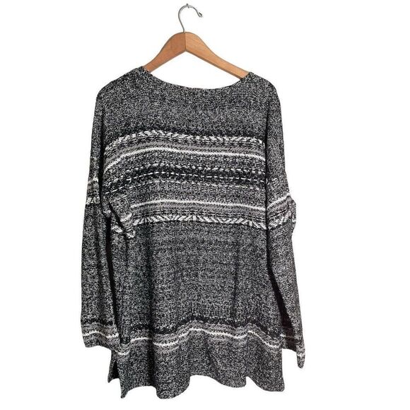 J.Jill Striped Knit Oversized Sweater Women’s Large Cotton Blend Side Slits‎ - Picture 1 of 6